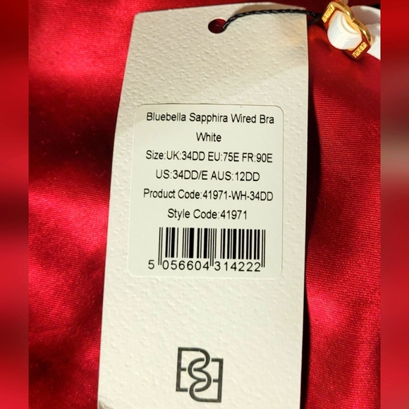 NWT white Blueubella Sapphira set Wired Bra 34DD/E and Thong size M - Picture 8 of 15
